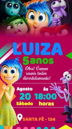 Convite de Aniversário Divertida Mente Colorido para Editar