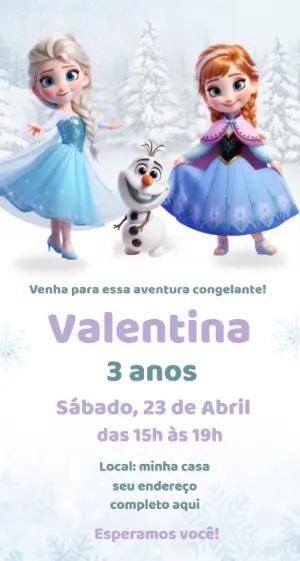 Convite Digital Frozen: Aventura Congelante para Editar