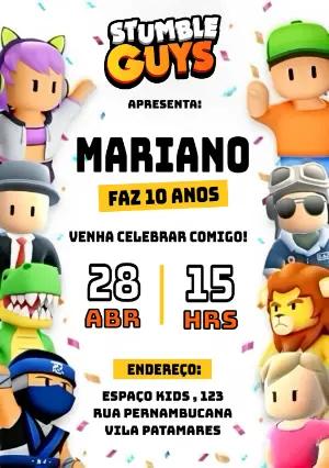 Convite de Aniversário Stumble Guys para Editar Online