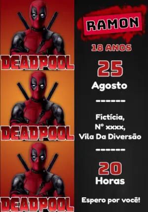 Convite de Aniversário Deadpool para Editar e Imprimir Online