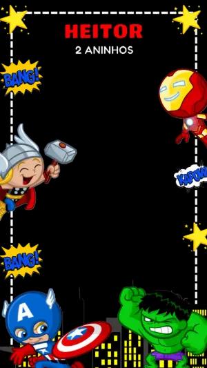 Moldura Vingadores Cute para Stories de Aniversário para Editar
