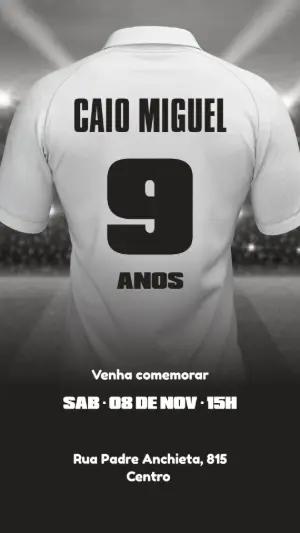 Convite Aniversário Futebol Camisa de Time para Editar Online