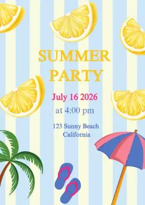 Editable Summer Party Invitation with Lemon & Beach Theme