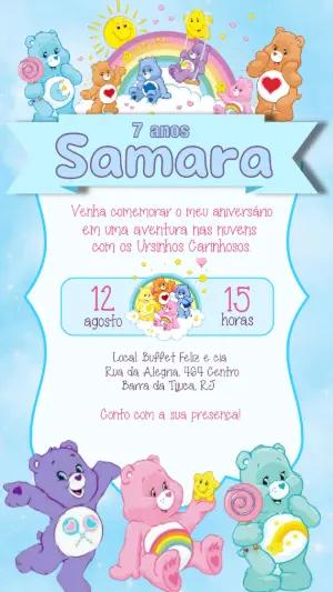 Convite de Aniversário Ursinhos Carinhosos Fofo para Editar