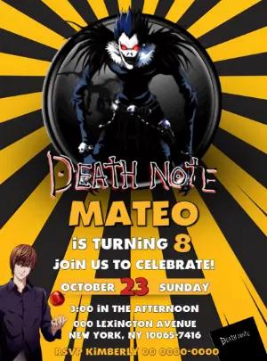 Death Note Themed Birthday Invitation to Edit Online