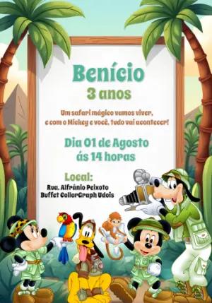 Convite de Aniversário Mickey Safari para Editar Online