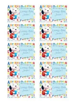 Etiqueta Escolar Snoopy Colorida para Editar e Imprimir