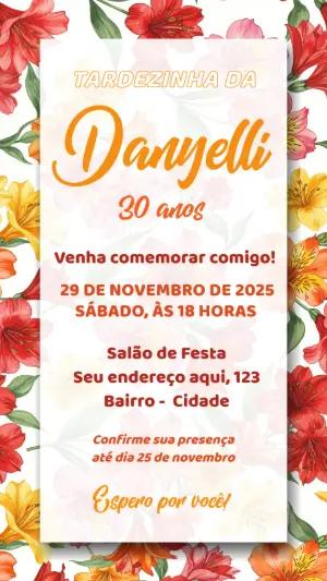 Convite Aniversário Tardezinha Floral Tropical para Editar