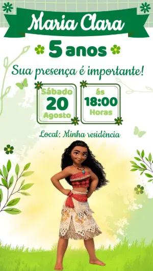 Convite Digital Moana: Modelo de Aniversário Editável