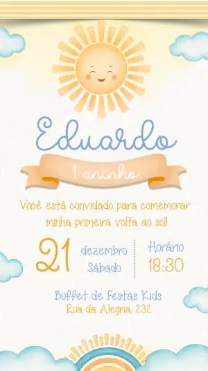 Convite Aniversário Primeira Volta ao Sol para Editar