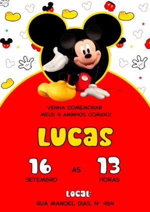 Convite Digital Mickey Mouse Clássico para Aniversário Editável