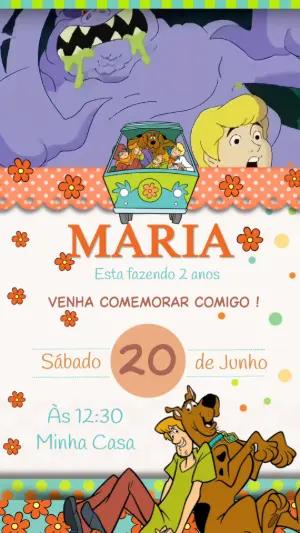 Convite Animado Aniversário Scooby Doo para Editar Online