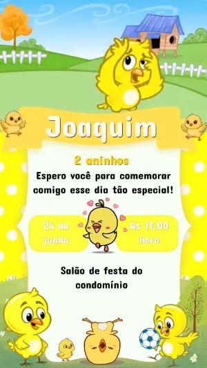 Vídeo Convite de Aniversário Infantil Tema Pintinho Editável