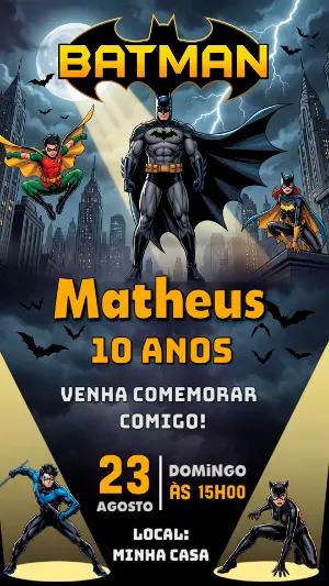 Convite de Aniversário Batman Editável