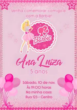 Convite de Aniversário Barbie Glitter para Editar Online
