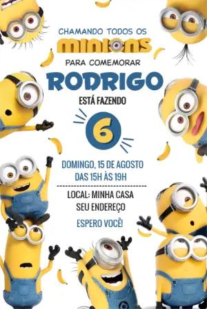 Convite de Aniversário Minions Editável