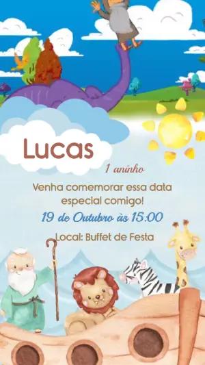 Vídeo Convite de Aniversário Arca de Noé Infantil para Editar