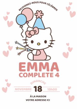 Invitation Anniversaire Hello Kitty Rose à Éditer en Ligne