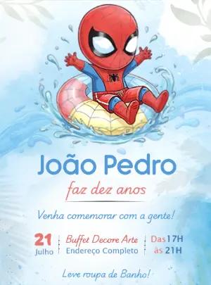 Convite Digital Festa na Piscina Homem-Aranha para Editar