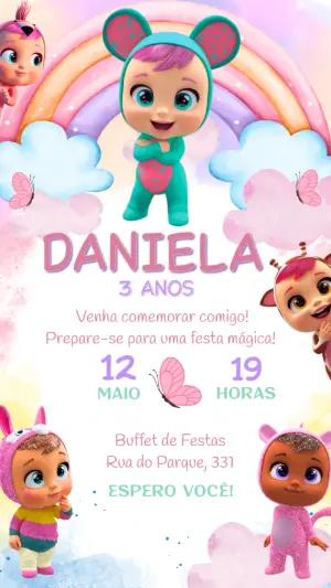 Convite de Aniversário Cry Babies para Editar Online