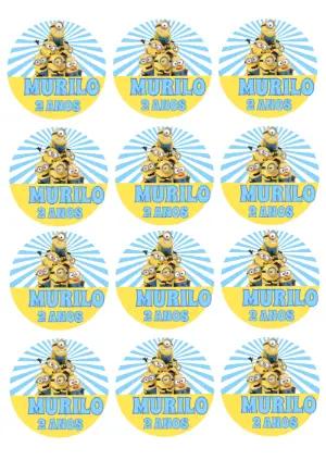 Adesivo Redondo Minions para Festa para Editar Online