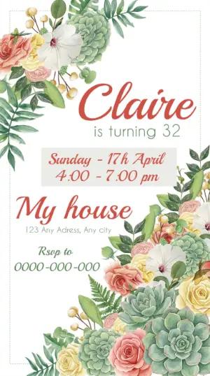Elegant Floral Birthday Invitation | Editable Digital Template