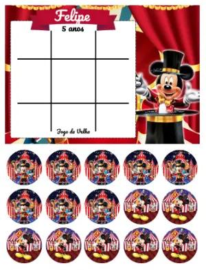 Lembrancinha Jogo da Velha Mickey Mágico Editável
