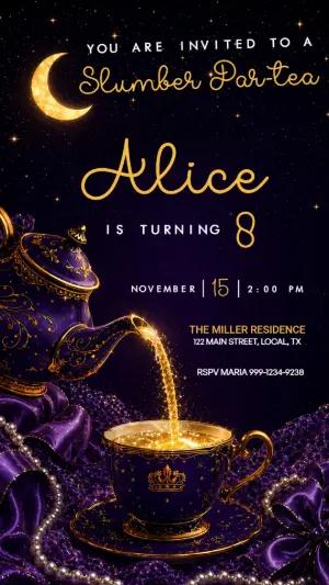 Editable Slumber Tea Party Invitation | Magical Night Theme