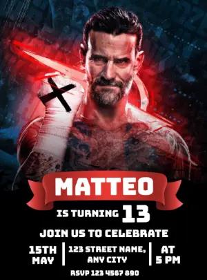 Modern Wrestling Birthday Invitation for Editing Online