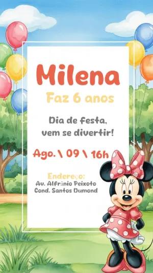 Convite de Aniversário Minnie Mouse para Editar Online