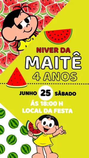 Convite de Aniversário Magali Melancia Editável