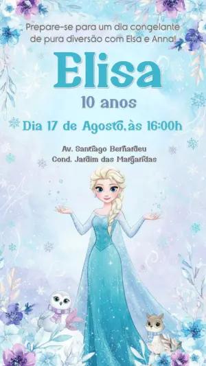 Convite Digital Aniversário Frozen Aquarela para Editar