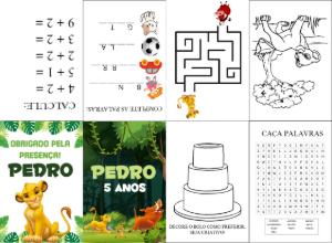 Livro de Atividades Rei Leão para Aniversário para Editar Online