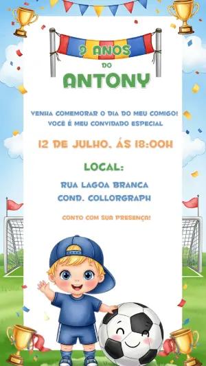 Convite Aniversário Futebol Menino para Editar Online