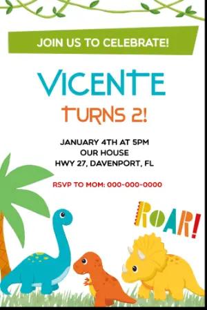 Colorful Dinosaur Birthday Invite | Editable Digital Template