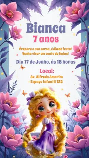 Convite de Aniversário Rapunzel Enrolados para Editar Online