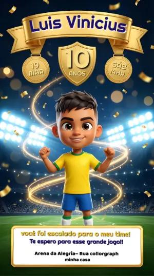 Vídeo Convite de Aniversário Futebol Estádio 3D para Editar