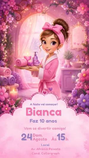 Convite de Aniversário Spa Day Rosa