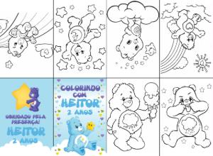Mini Livro Ursinhos Carinhosos para Colorir e Editar Online