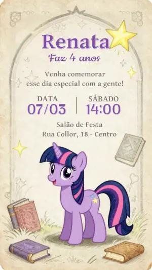 Convite de Aniversário My Little Pony Twilight Sparkle Editável
