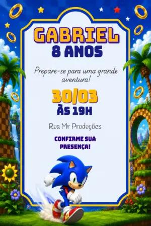 Convite de Aniversário Sonic: Modelo Digital Editável