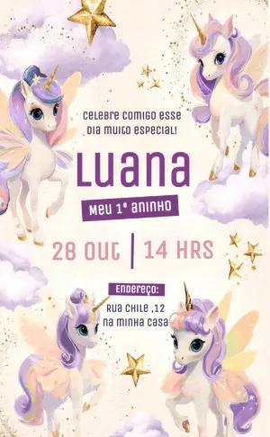 Convite de Aniversário Unicórnio Mágico para Editar Online