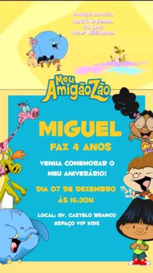 Convite Animado Meu AmigãoZão para Editar e Enviar