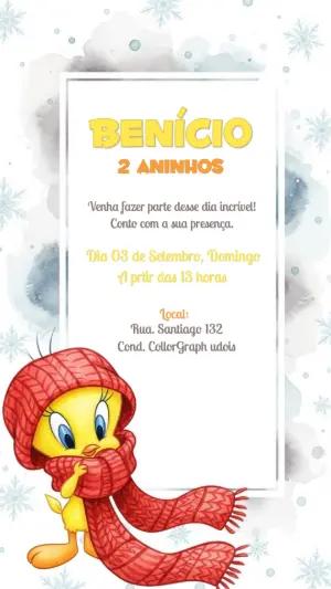 Convite de Aniversário Piu-Piu Baby Editável Online