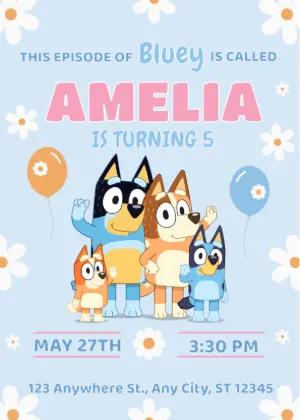 Editable Bluey Birthday Party Invitation for Kids