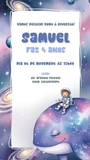 Convite de Aniversário Astronauta no Espaço para Editar Online