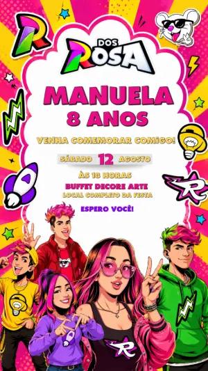 Convite de Aniversário Dos Rosa Colorido para Editar