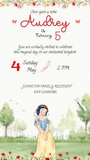 Snow White Birthday Invitation - Editable Template