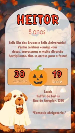 Convite de Aniversário Halloween Divertido para Editar Online