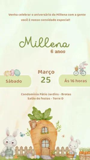 Convite de Aniversário Coelhinhos da Páscoa para Editar